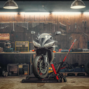 Maciste 700 - Ponte sollevatore moto cric idraulico, carico massimo 700 kg per motocicli, ATV, falciatrici, con pistone idraulico ammortizzato