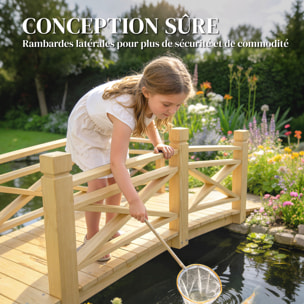Pont de jardin - pont de bassin - passerelle en bois - L.174cm - bois pré-huilé
