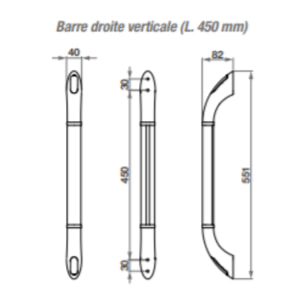 Kinedo - Barre de maintien verticale blanc a visser 45 cm