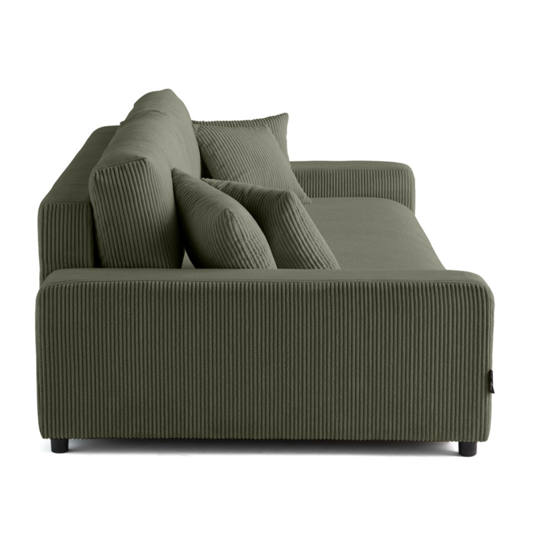 Pivoine - canapé droit 3 places - convertible avec coffre - en velours côtelé - Vert