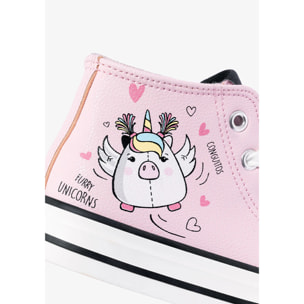 Zapatillas Unicorn Hi-Top Niña Napa Rosa