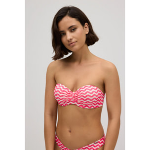 Top bikini a fascia push-up con onde fucsia