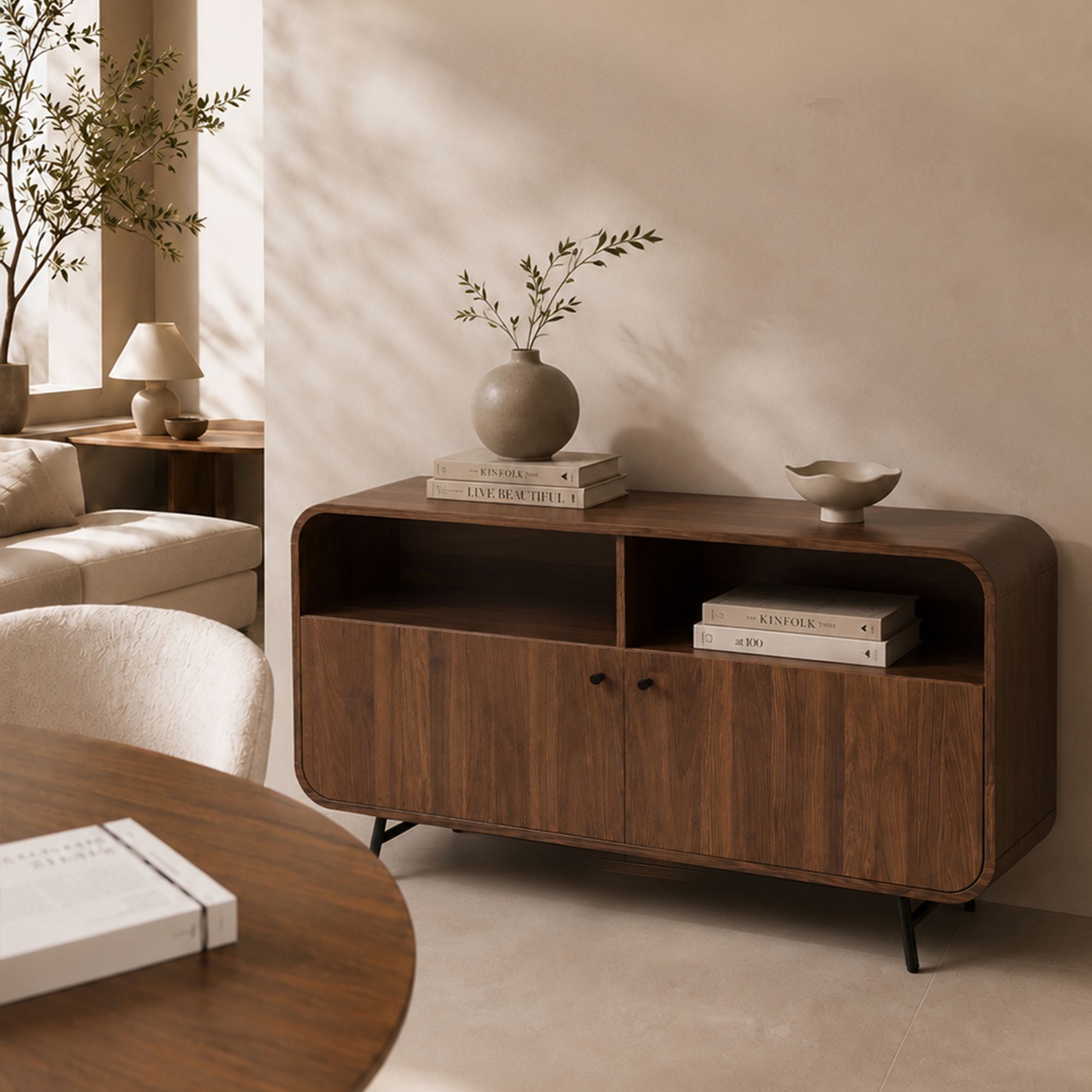 Bahut 2 portes effet bois marron OREE