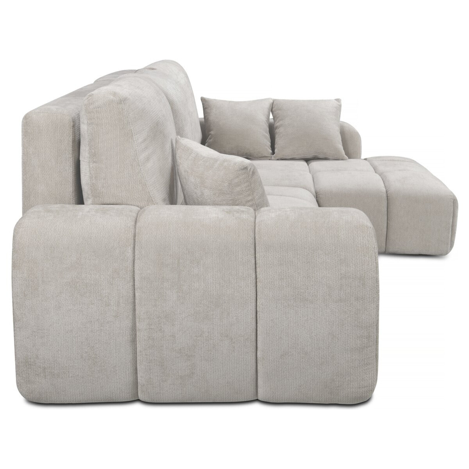 Canapé d'angle droit convertible en tissu chenille "Verneuil" - 3 places - Beige