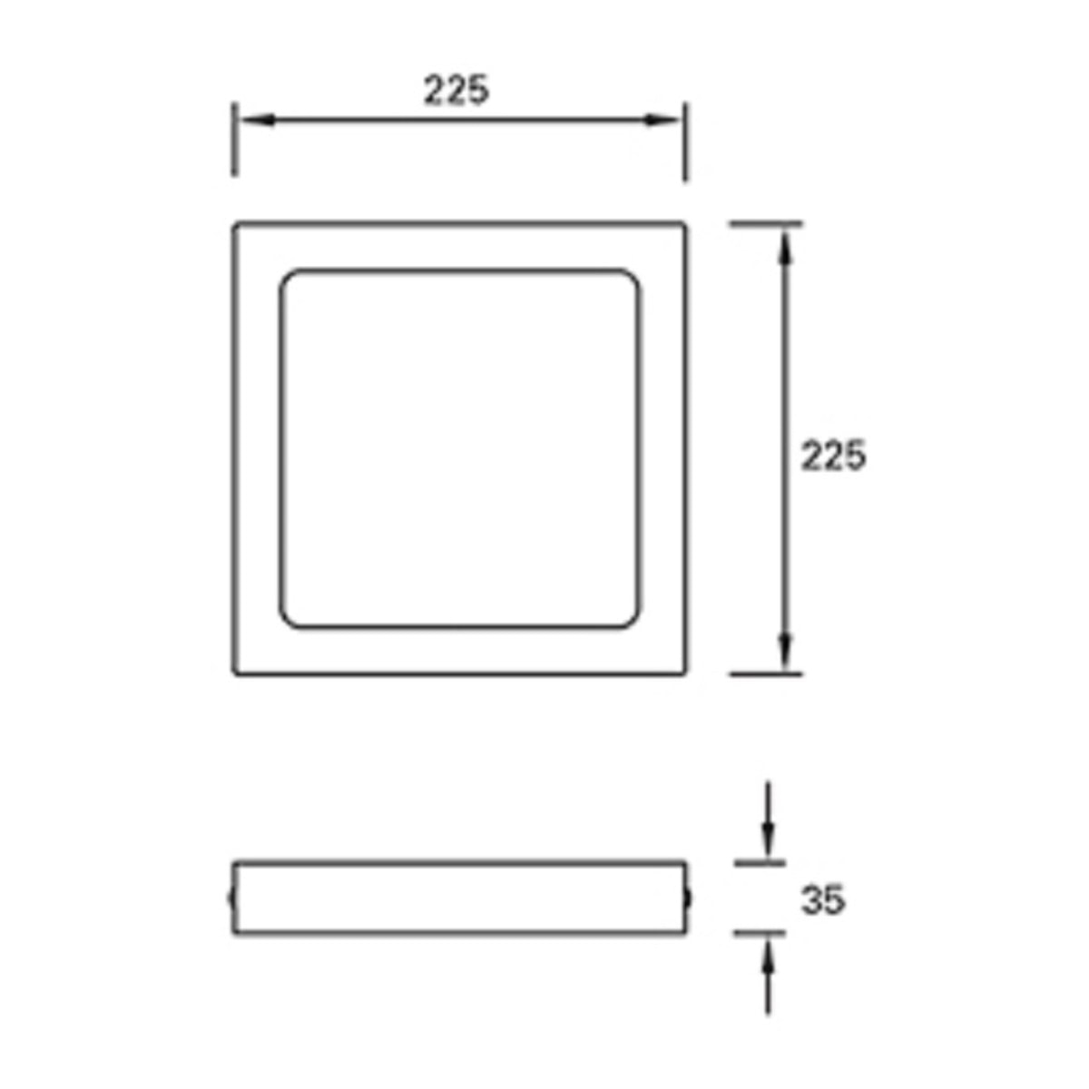 FORLIGHT Plafon Ip23 Easy Square Surface 225Mm Led 15,5W 3000K Blanco 1371Lm