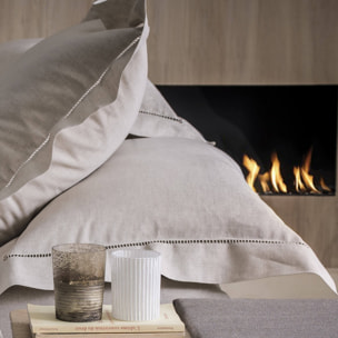 Taie de traversin unie en lin métis, Made in France, VENISE , Naturel