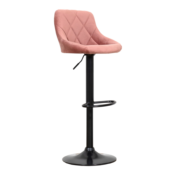 Tabouret de bar en velours rose ROBIN
