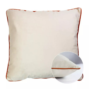 Housse de coussin polyester anti tache uni Velours uni beige-cuivre