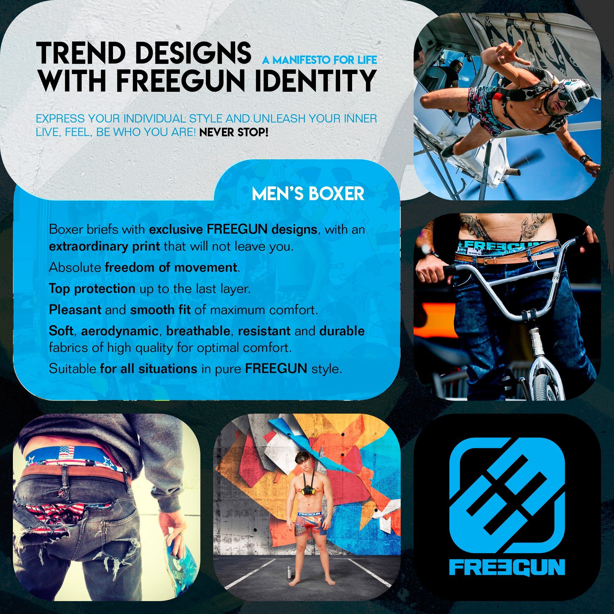 Calzoncillo boxer freegun bmx para niño