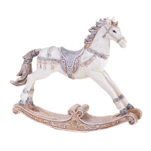 Cavallo A Dondolo. Altezza 36 Cm - Pezzi 1 - 36X23X5,5cm - Colore: Bianco - Bianchi Dino - Articoli Natalizi