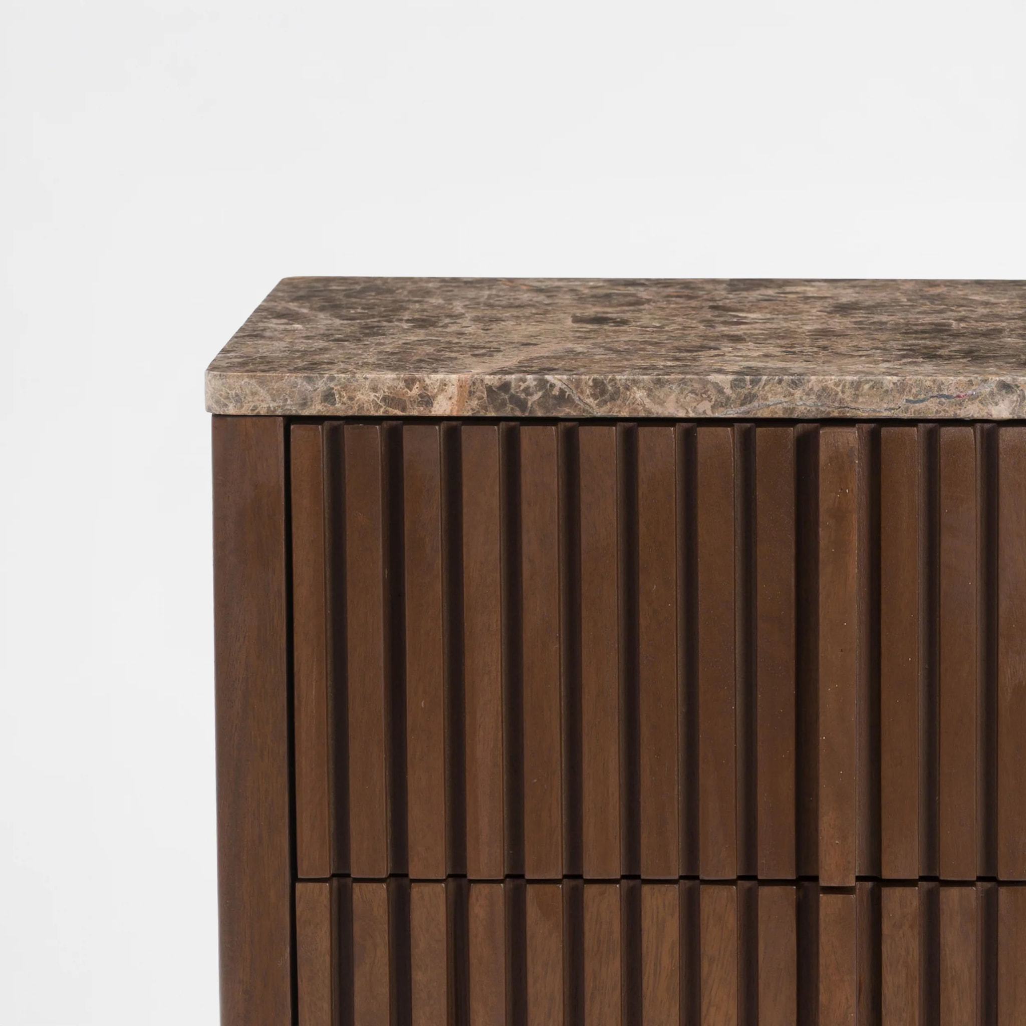 Table de chevet en bois de manguier et plateau en marbre - Flavio