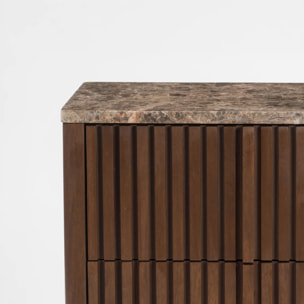 Table de chevet en bois de manguier et plateau en marbre - Flavio