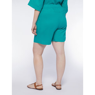 Fiorella Rubino - Pantaloni corti in lino e viscosa - Verde acqua