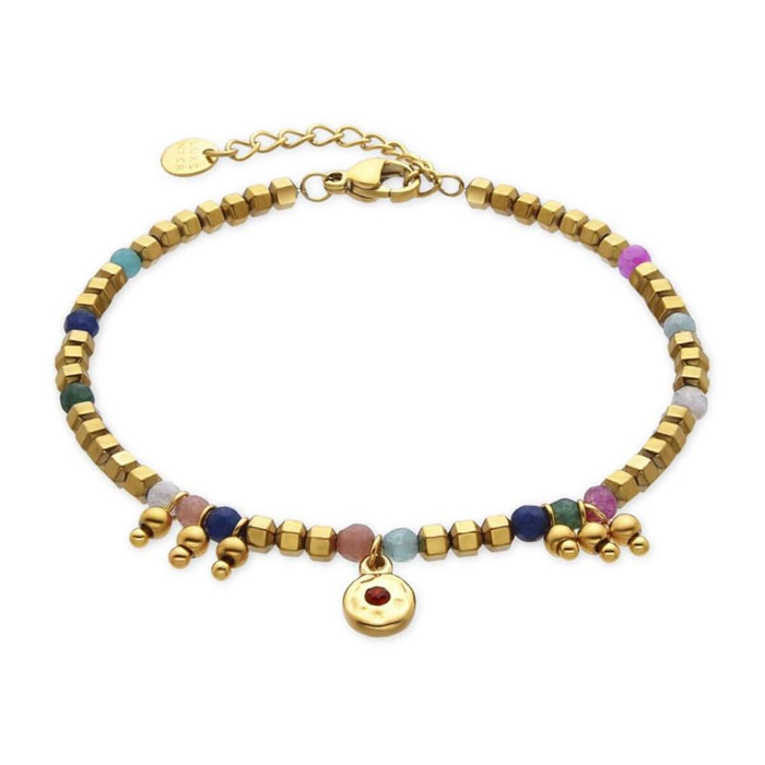 Pulsera con Cristal Multicolor acabado oro 18k