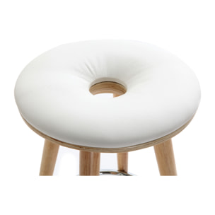 Tabouret de bar scandinave blanc et bois clair 66 cm NORDECO