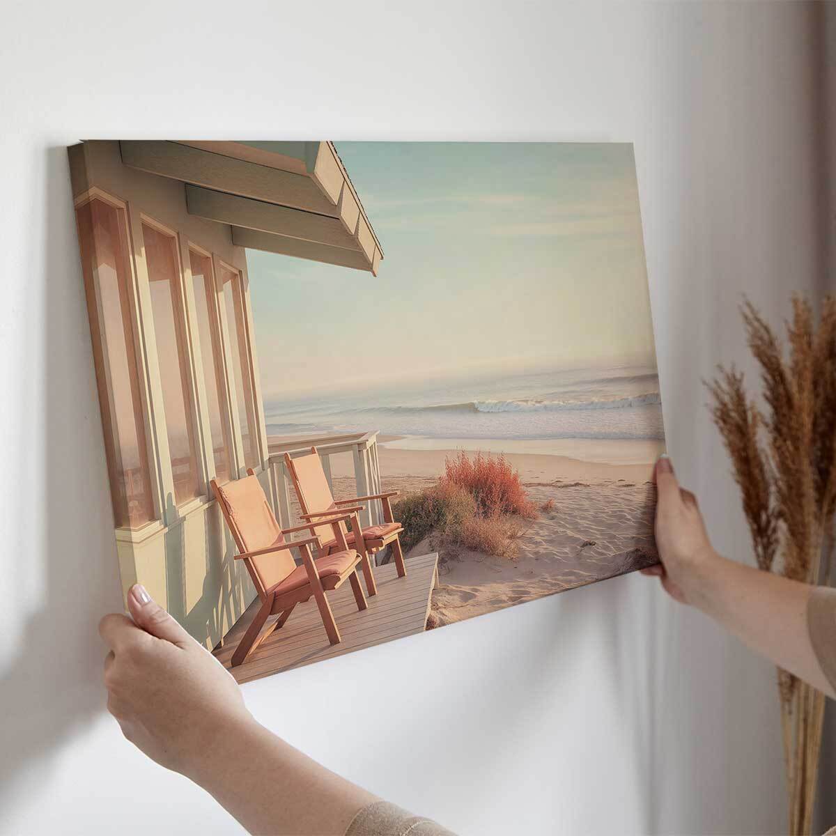 Tableau mer et plage Cabanon à Malibu Toile imprimée