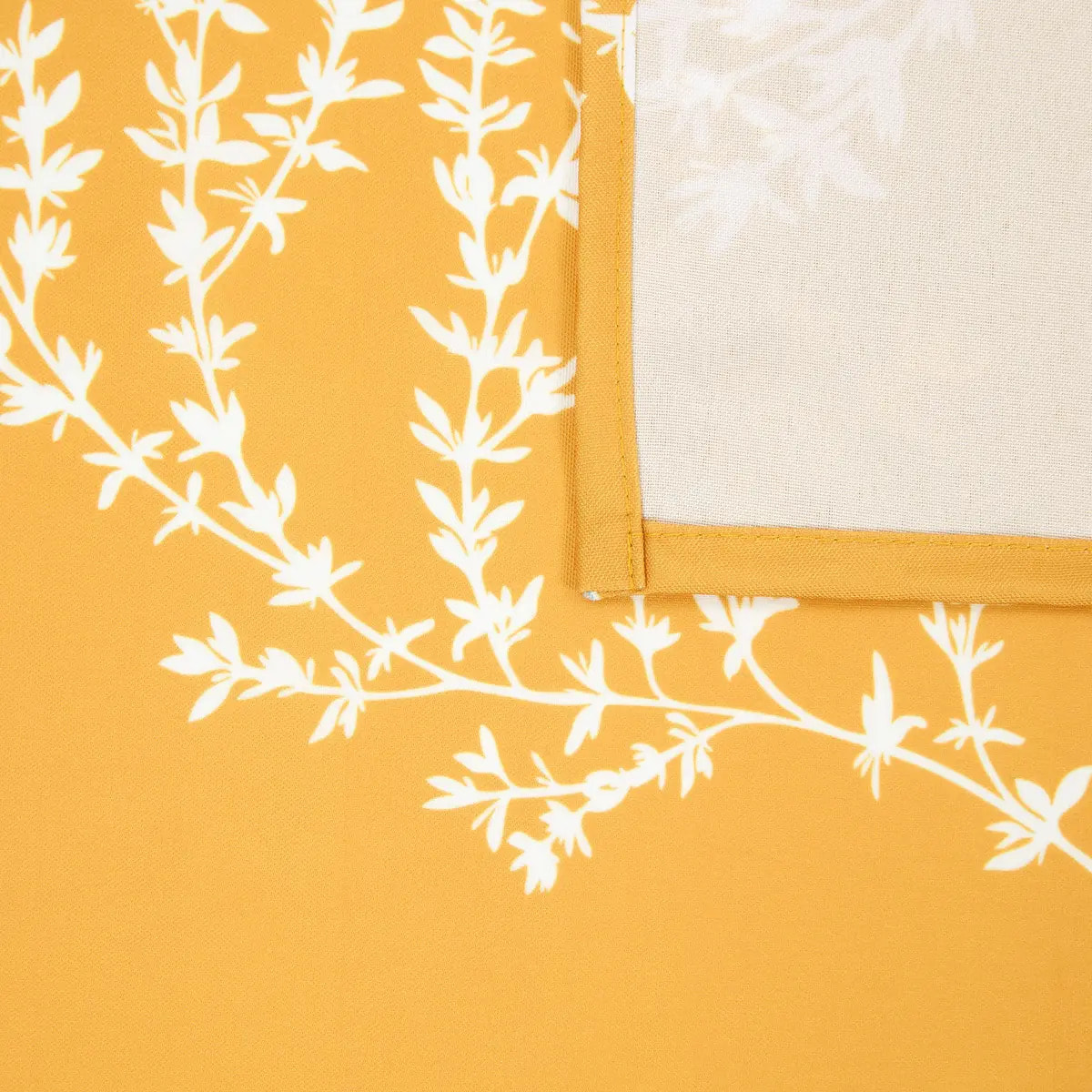 Nappe Garrigue 300x150cm moutarde imprimé feuilles