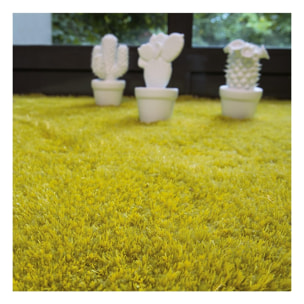 Tapis longs poils shaggy fait main motif uni FEPE