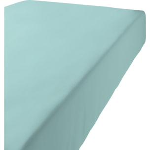 Drap Housse Coton 57fils Uni - Bonnet 35cm Turquoise