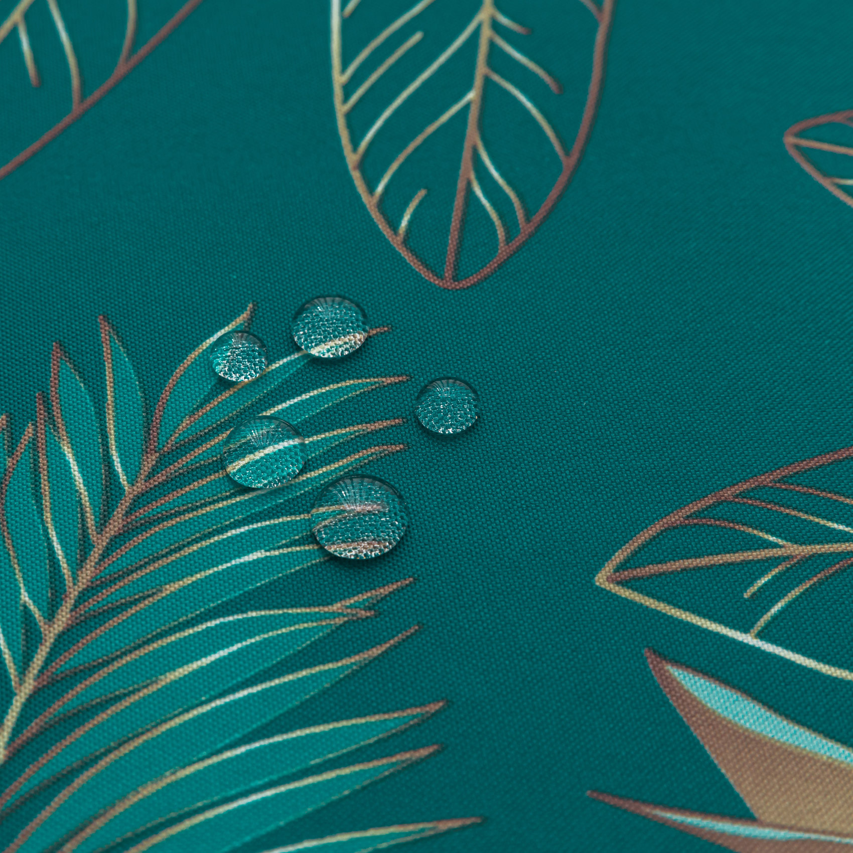 Nappe ronde exotique anti-taches - Bleu Paon