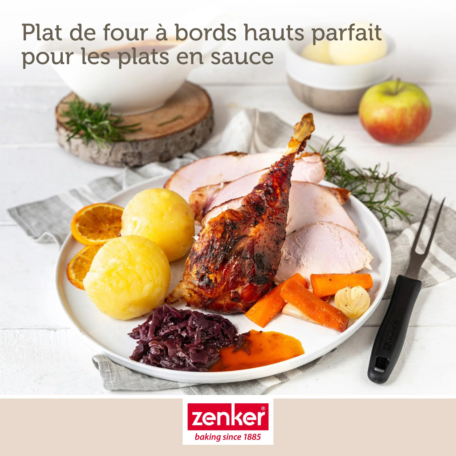 Lot de 2 plats four 40/34/8 cm en acier émaillé avec 2 ustensiles Zenker Special cooking