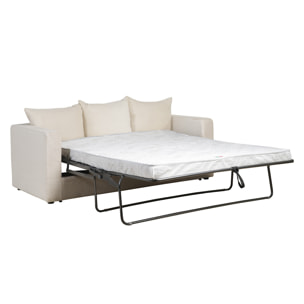 Canapé convertible 3 places en tissu velours côtelé beige avec matelas 13 cm BACIO