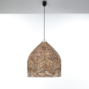 Suspension Tomasucci REETHA MEDIUM, en rotin, noir, 50 × 50 × 58 cm