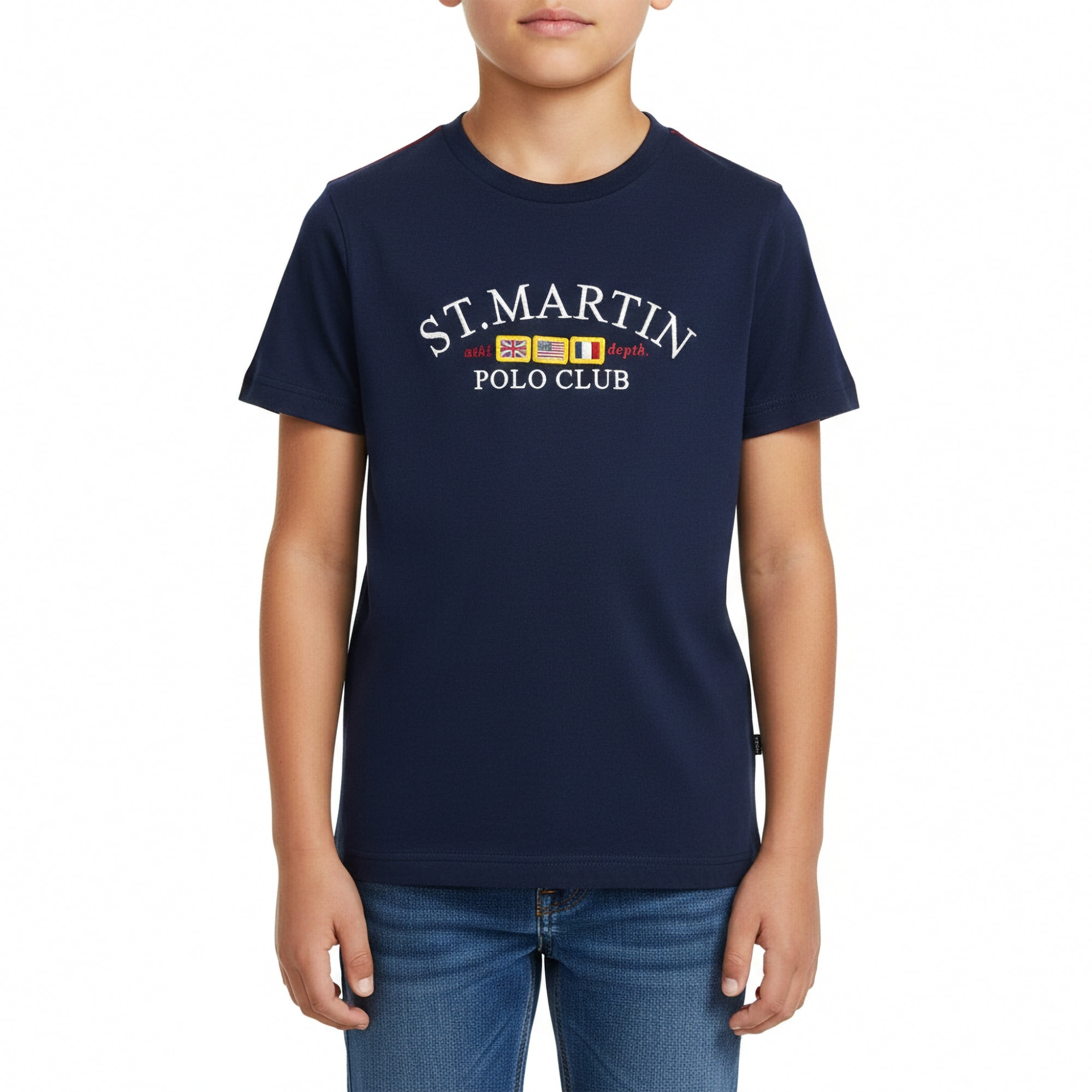 T-shirt jersey con ricamo logo flags Polo Club St Martin Blu