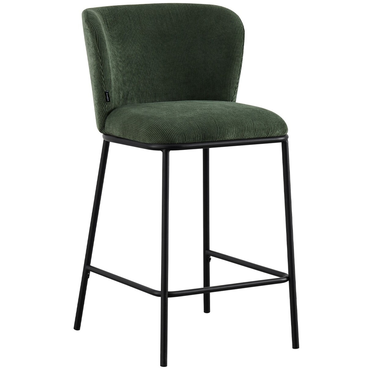 Lot de 2 tabourets de bar en velours côtelé, piètement noir - TOMA