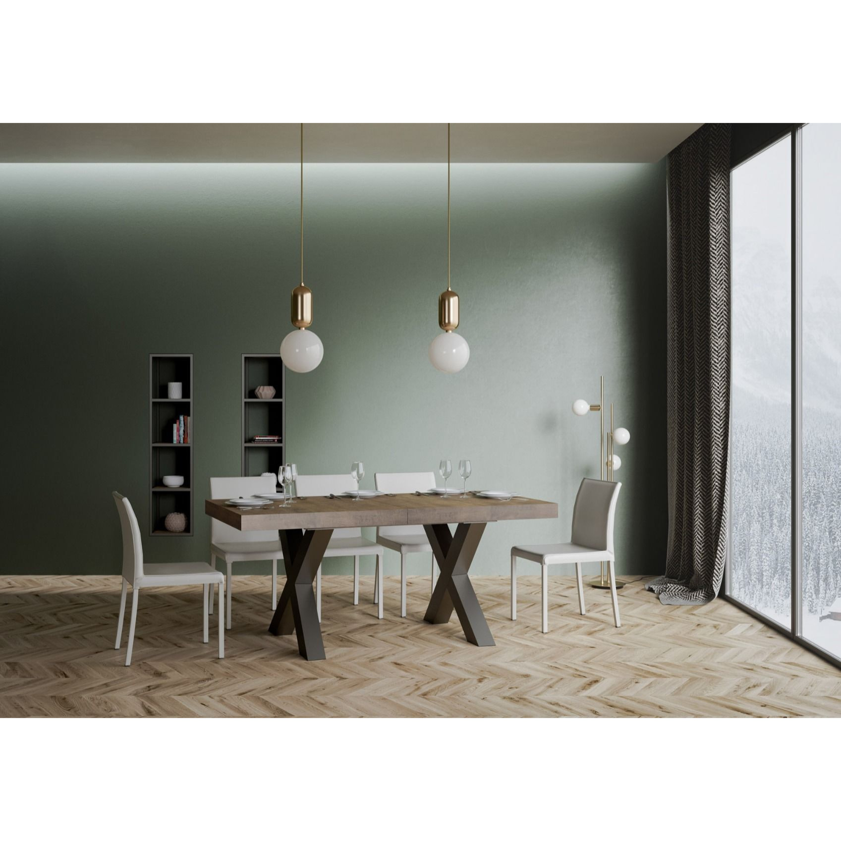 Table extensible 90x180/440 cm Traffic Noyer cadre Anthracite