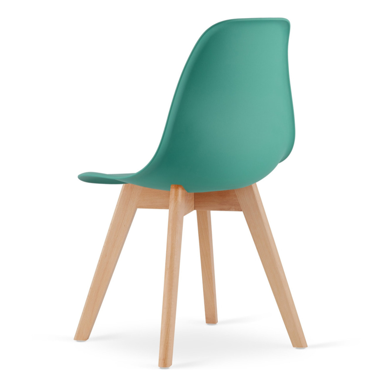 Sedia di design Kito verde con gambe in legno di faggio