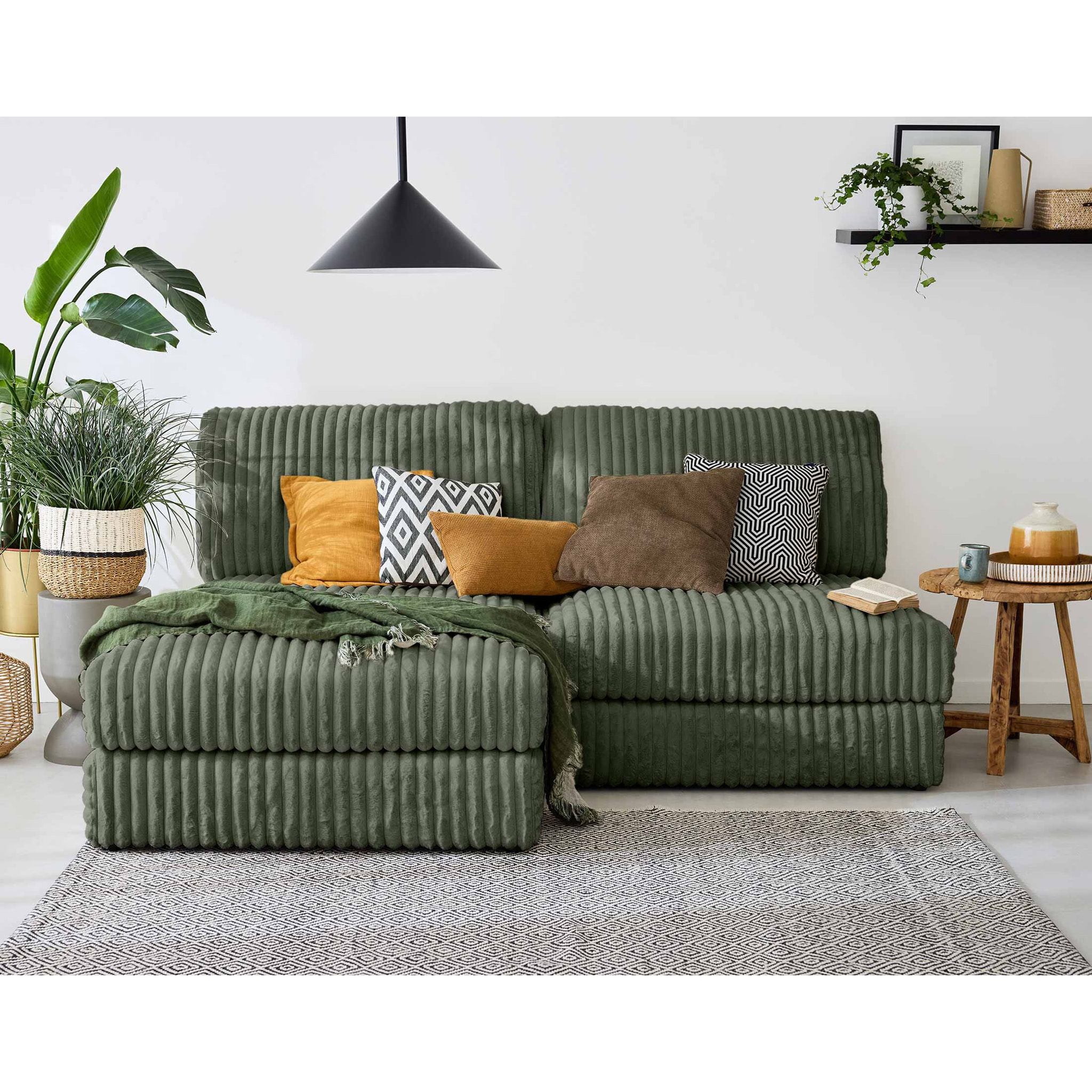 Jasper - module d'assise - en fausse fourrure côtelée - Vert