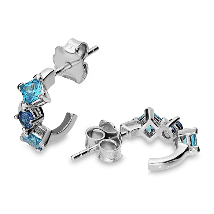 Orecchini a Lobo in Argento 925 con Cubic Zirconia Blu