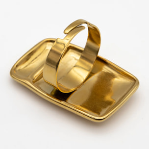 Anillo rectangular ajustable dorado