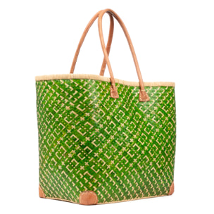 Arda bolso de hombro mujer. Fabricado en paja con asas de cuero.