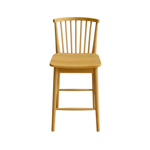 Lot de 2 tabourets de bar à barreaux bois d'hévéa et contreplaqué naturel - 48 x 58 x 98.5 cm - Paula