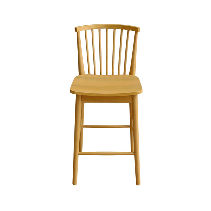 Lot de 2 tabourets de bar à barreaux bois d'hévéa et contreplaqué naturel - 48 x 58 x 98.5 cm - Paula