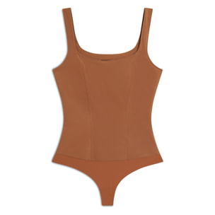 Body scollo quadrato in similpelle lucida