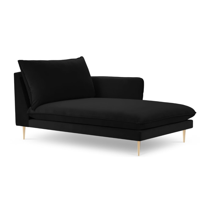 Méridienne droite "Vienna" en velours noir
