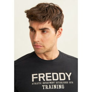 T-shirt con logo centrale e dettaglio camouflage