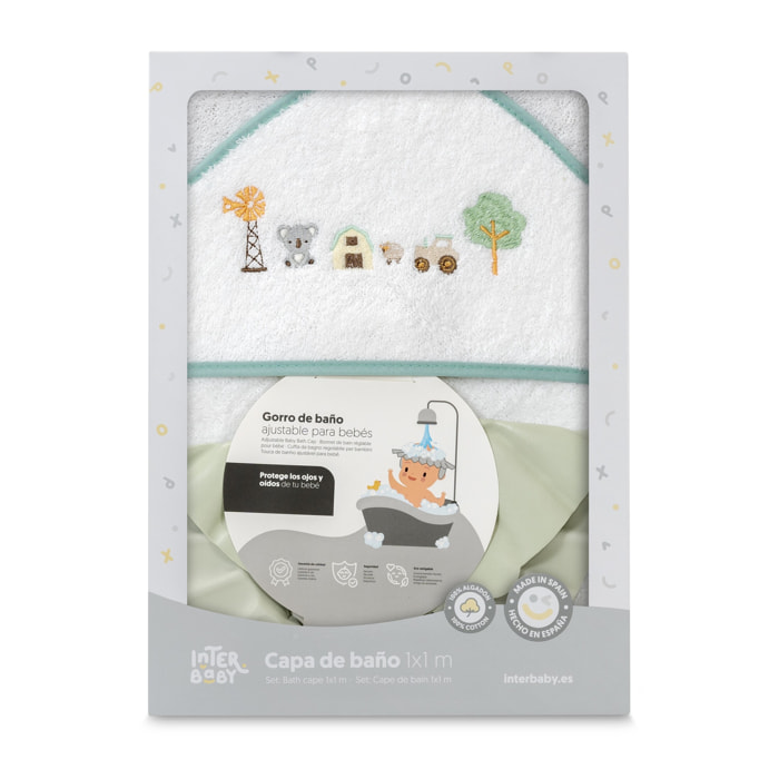 Capa Baño 1X1 Mod Granja Koala+ Gorro Bco/Verde