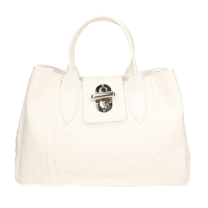 Borsa a mano da donna - Modello Ascoli - Pelle stampata cocco - 35.0 x 25.0 x 15.0 cm