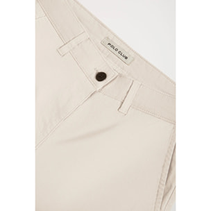 Pantaloni chino slim fit ecru con particolare Polo Club