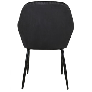 Fauteuil Giulia Noir Velours Cotele - Lot De 2
