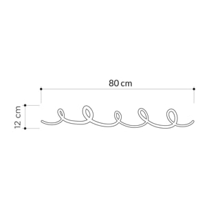 Appendiabiti Dgiuntol, Attaccapanni, Portabiti multiuso, Appendiabiti da parete, 80x5h12 cm, Nero