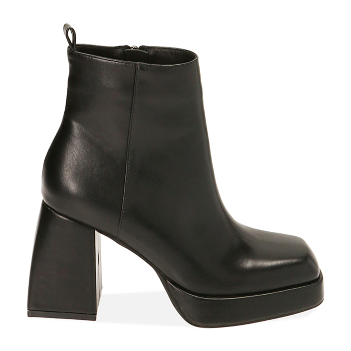 Ankle boots neri, tacco 9 cm