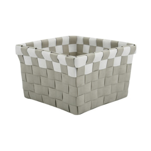 Panier de rangement 14x14x9cm Taupe & Blanc MSV