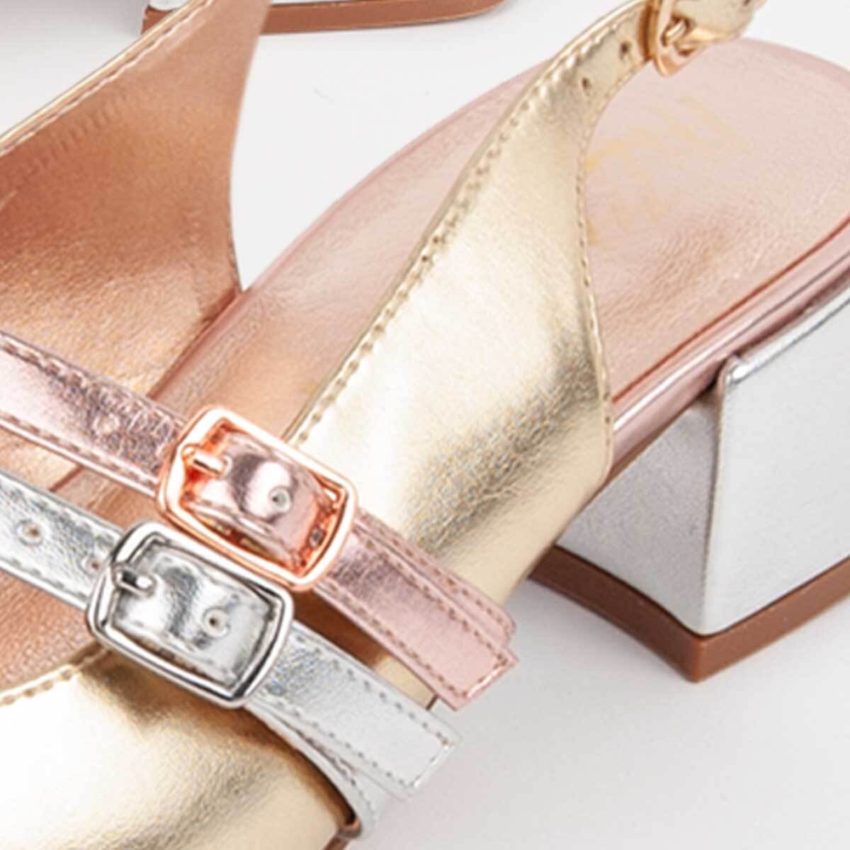 Zapato De Tacón - Dorado - Altura: 4 Cm