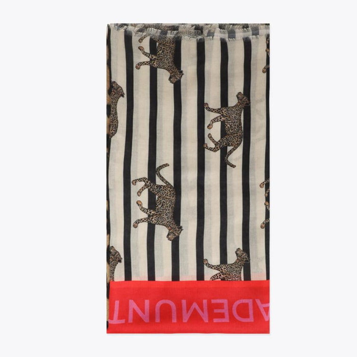 Sciarpa a righe e stampa leopardata