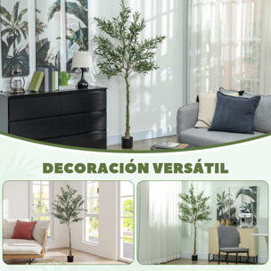 Olivo Artificial 180 cm Planta Artificial Decorativa Grande Árbol Artificial de Interior con 40 Aceitunas Decoración para Hogar Oficina Balcón Dormitorio Verde